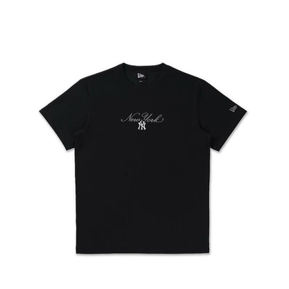 Ss Tee Cross Panels Script New York Yankees Men's T-Shirt - Black