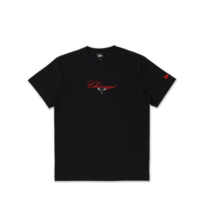 Ss Tee Cross Panels Script Chicago Bulls Men's T-Shirt - Black