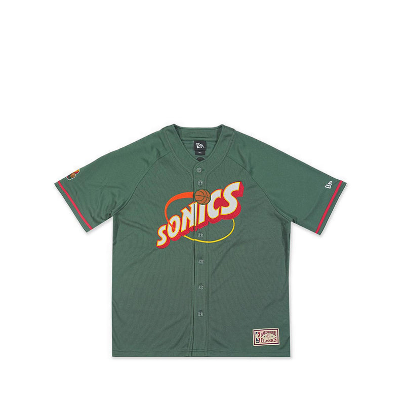 Baseball Jersey NBA Hardwood Classic Seattle Supersonics Men's T-Shirt - Cilantro Green