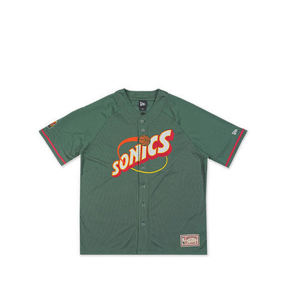 Baseball Jersey NBA Hardwood Classic Seattle Supersonics Men's T-Shirt - Cilantro Green