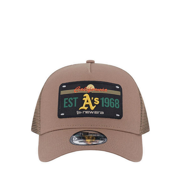 9FORTY A-Frame Trucker License Plate Oakland Athletics Men's Caps - Khaki