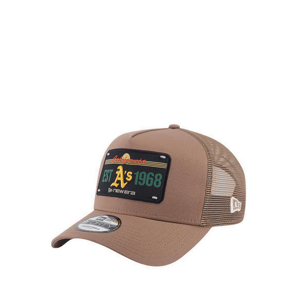 9FORTY A-Frame Trucker License Plate Oakland Athletics Men's Caps - Khaki