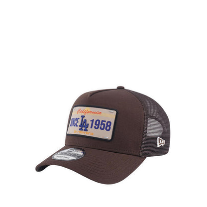 9FORTY A-Frame Trucker License Plate Los Angeles Dodgers Men's Caps - Walnut