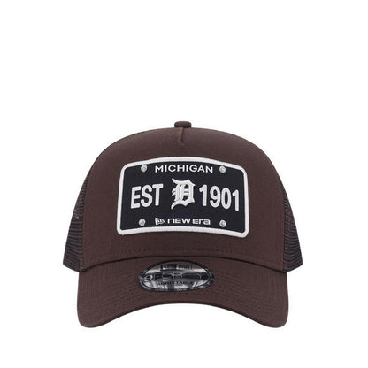 9FORTY A-Frame Trucker License Plate DeTruckeroit Tigers Men's Caps - Walnut