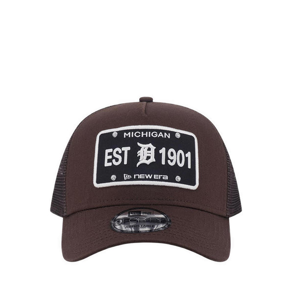 9FORTY A-Frame Trucker License Plate DeTruckeroit Tigers Men's Caps - Walnut