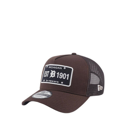 9FORTY A-Frame Trucker License Plate DeTruckeroit Tigers Men's Caps - Walnut