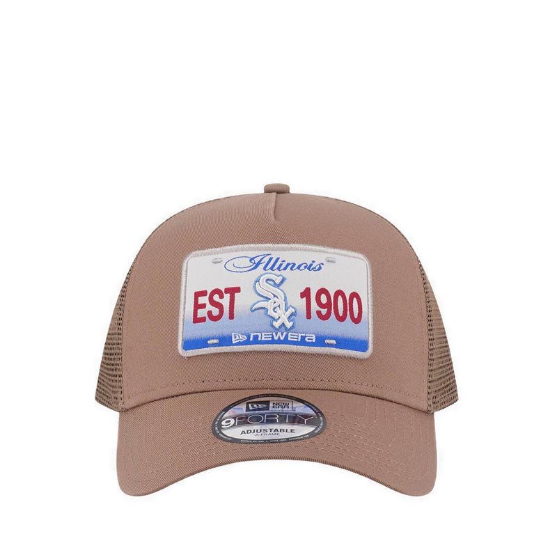 9FORTY A-Frame Trucker License Plate Chicago White Sox Men's Caps - Khaki