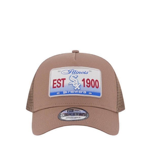 9FORTY A-Frame Trucker License Plate Chicago White Sox Men's Caps - Khaki