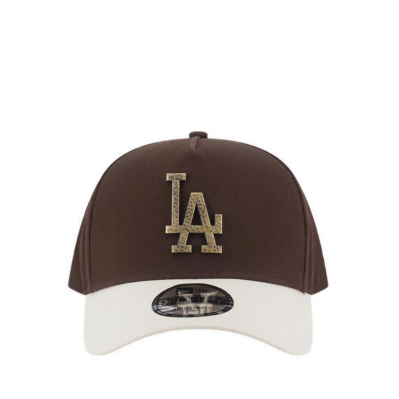9FORTY A-Frame Hammered Metal Bagde Los Angeles Dodgers Men's Caps - Walnut