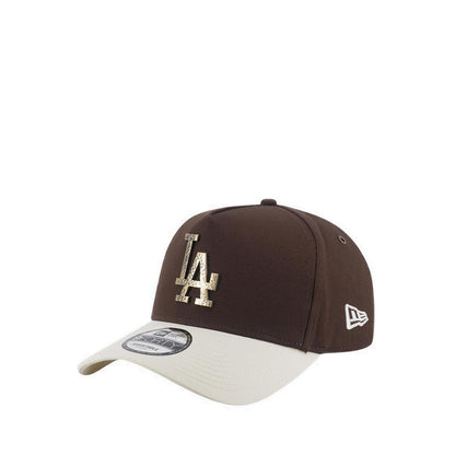 9FORTY A-Frame Hammered Metal Bagde Los Angeles Dodgers Men's Caps - Walnut