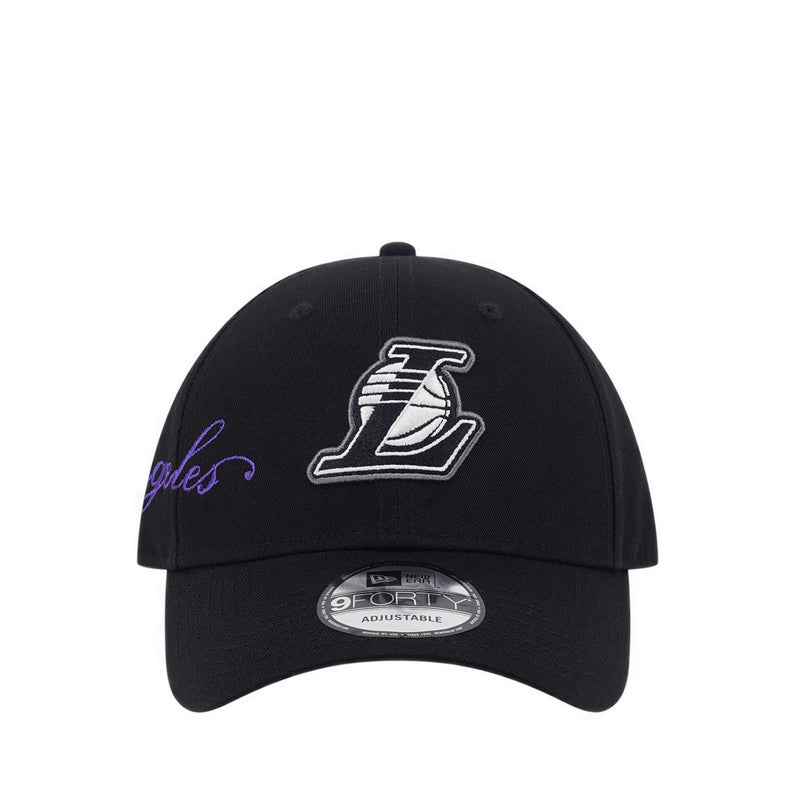 9FORTY Cross Panels Script Los Angeles Lakers Men's Caps - Black