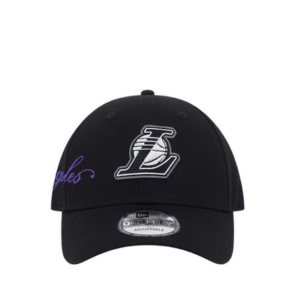 9FORTY Cross Panels Script Los Angeles Lakers Men's Caps - Black